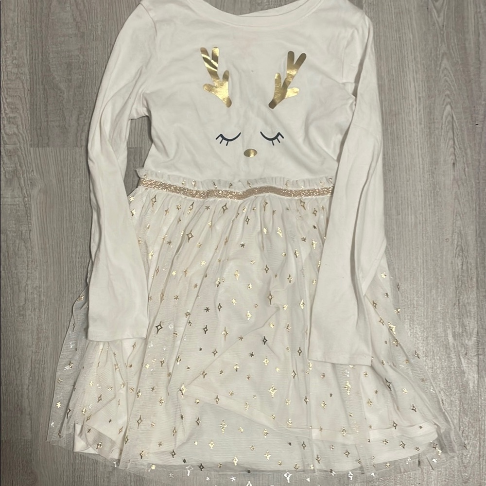 Cat & Jack White and Gold Kids Dress
